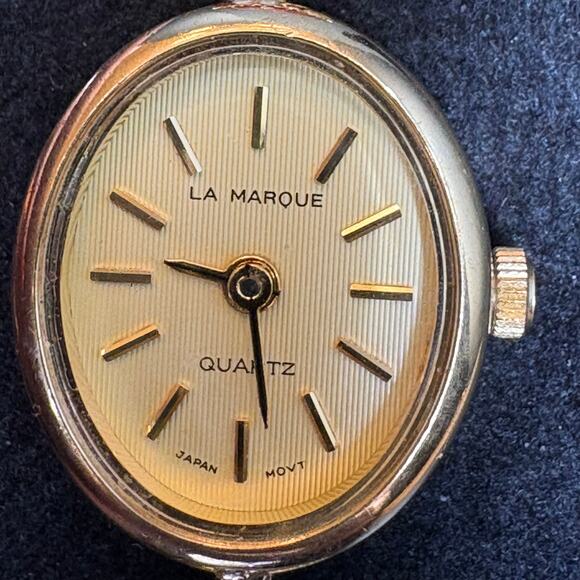 Vintage La Marque Scarab Watch Carved Stone Scarab Watch 6.75" - Picture 6 of 6